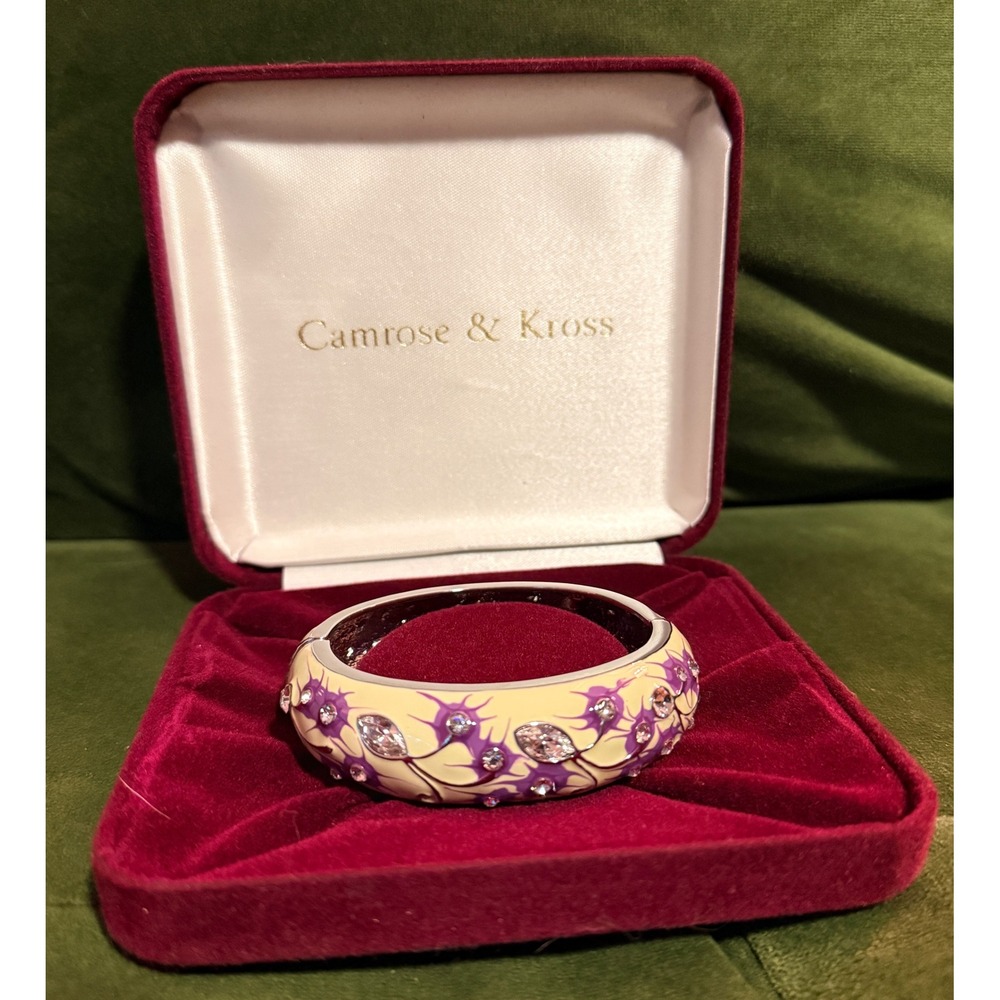 Camrose & Kross JBK Jacqueline Kennedy Enamel Crystal Hinged Bangle Bracelet